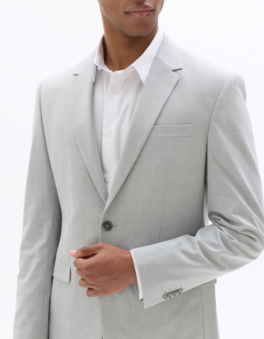 Celio Solid  Poly-Blend Grey Blazer