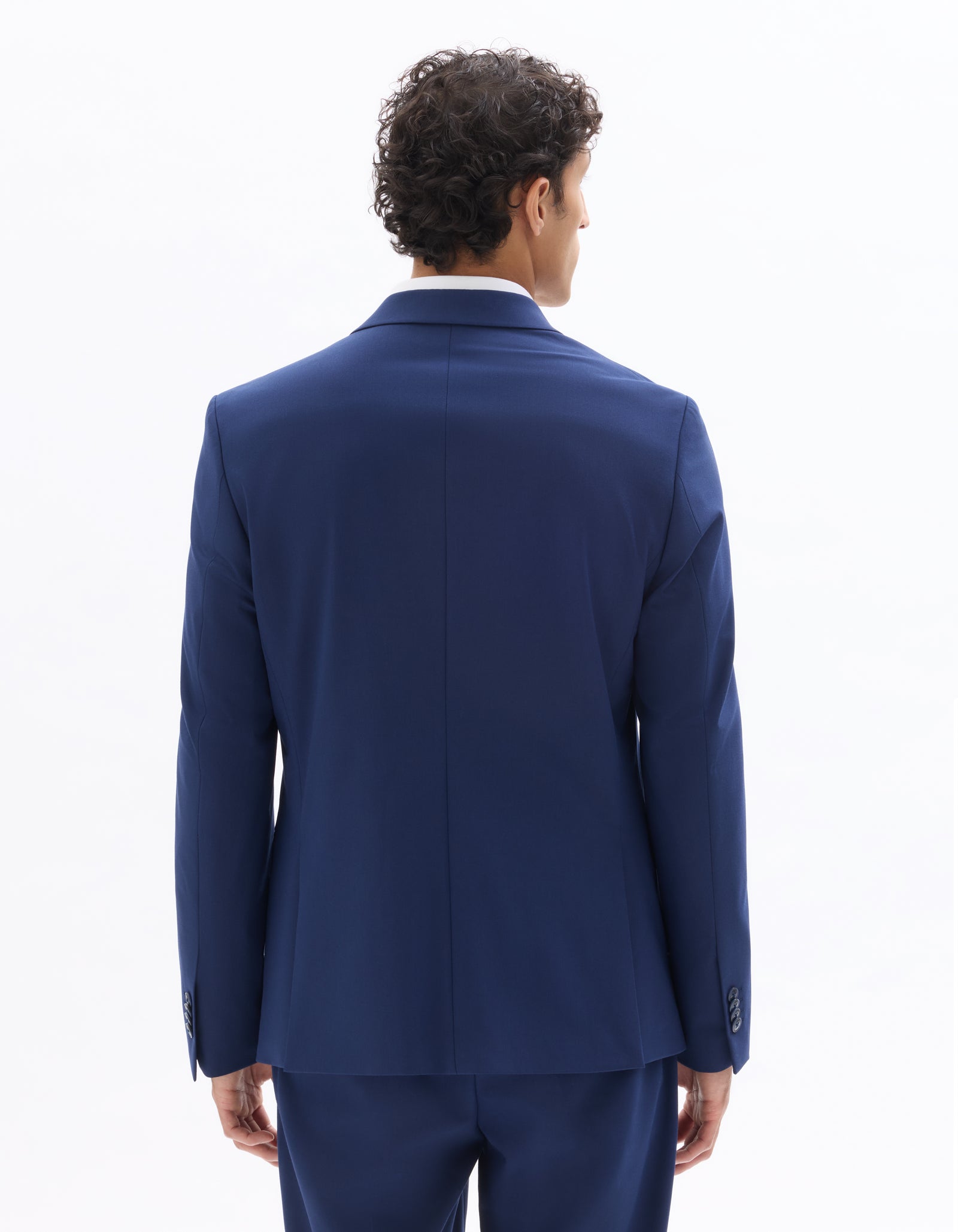 Celio Solid  Poly-Blend Blue Blazer