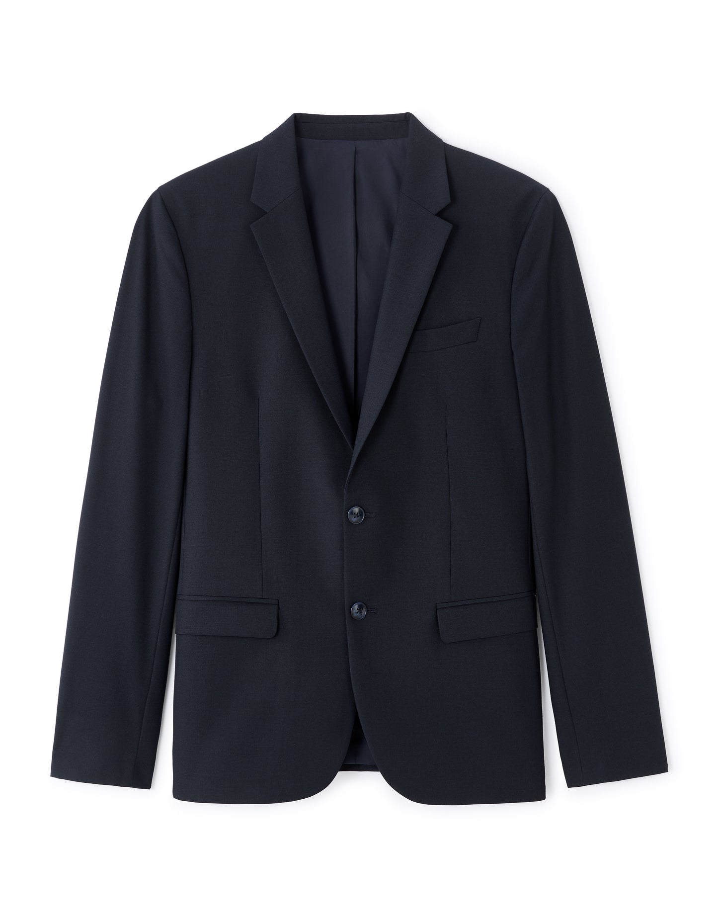 Celio Solid  Poly-Blend Navy Blue Blazer