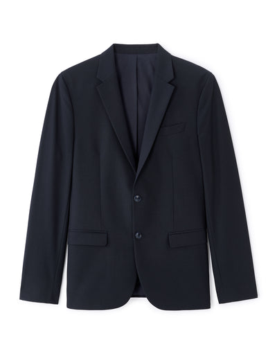 Celio Solid  Poly-Blend Navy Blue Blazer