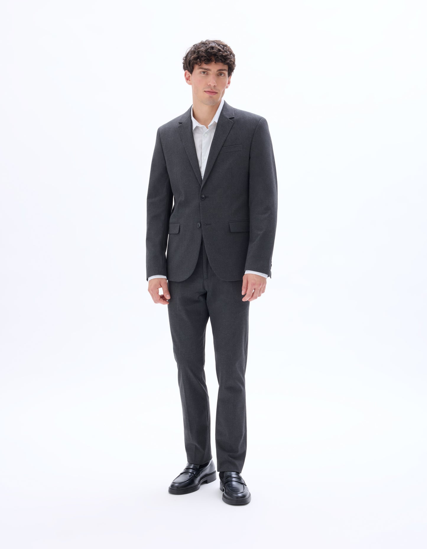 Celio Men Grey Solid Slim Fit Polyester Blazer