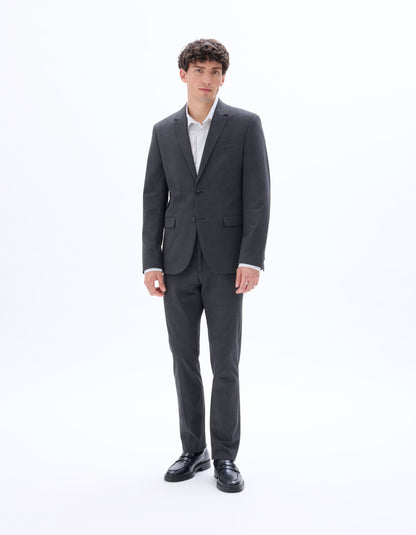Celio Men Grey Solid Slim Fit Polyester Blazer