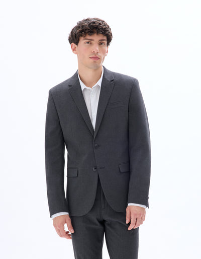 Celio Men Grey Solid Slim Fit Polyester Blazer