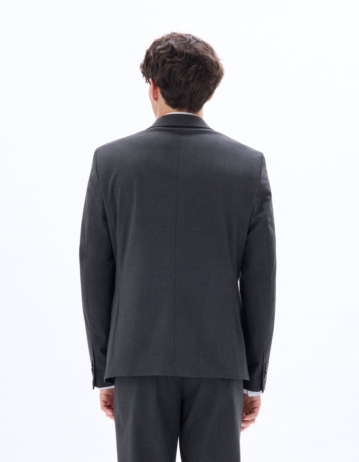 Celio Men Grey Solid Slim Fit Polyester Blazer