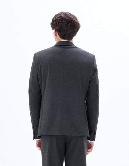Celio Men Grey Solid Slim Fit Polyester Blazer