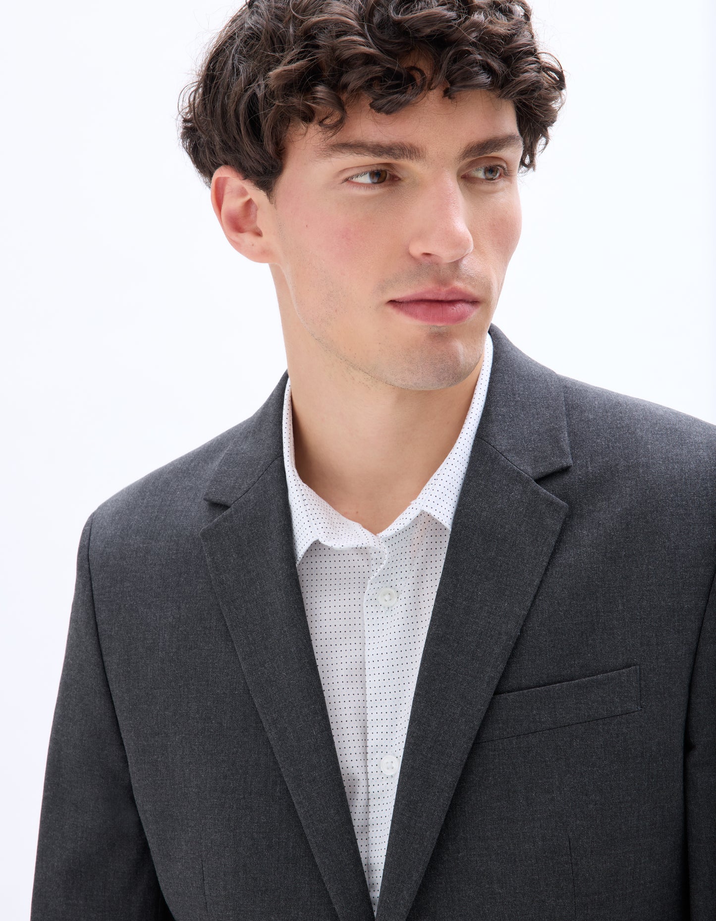 Celio Men Grey Solid Slim Fit Polyester Blazer