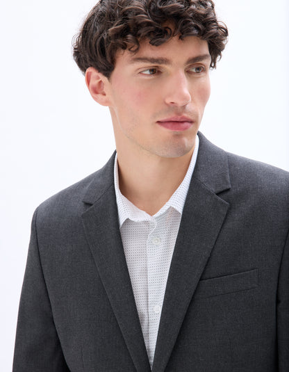 Celio Men Grey Solid Slim Fit Polyester Blazer