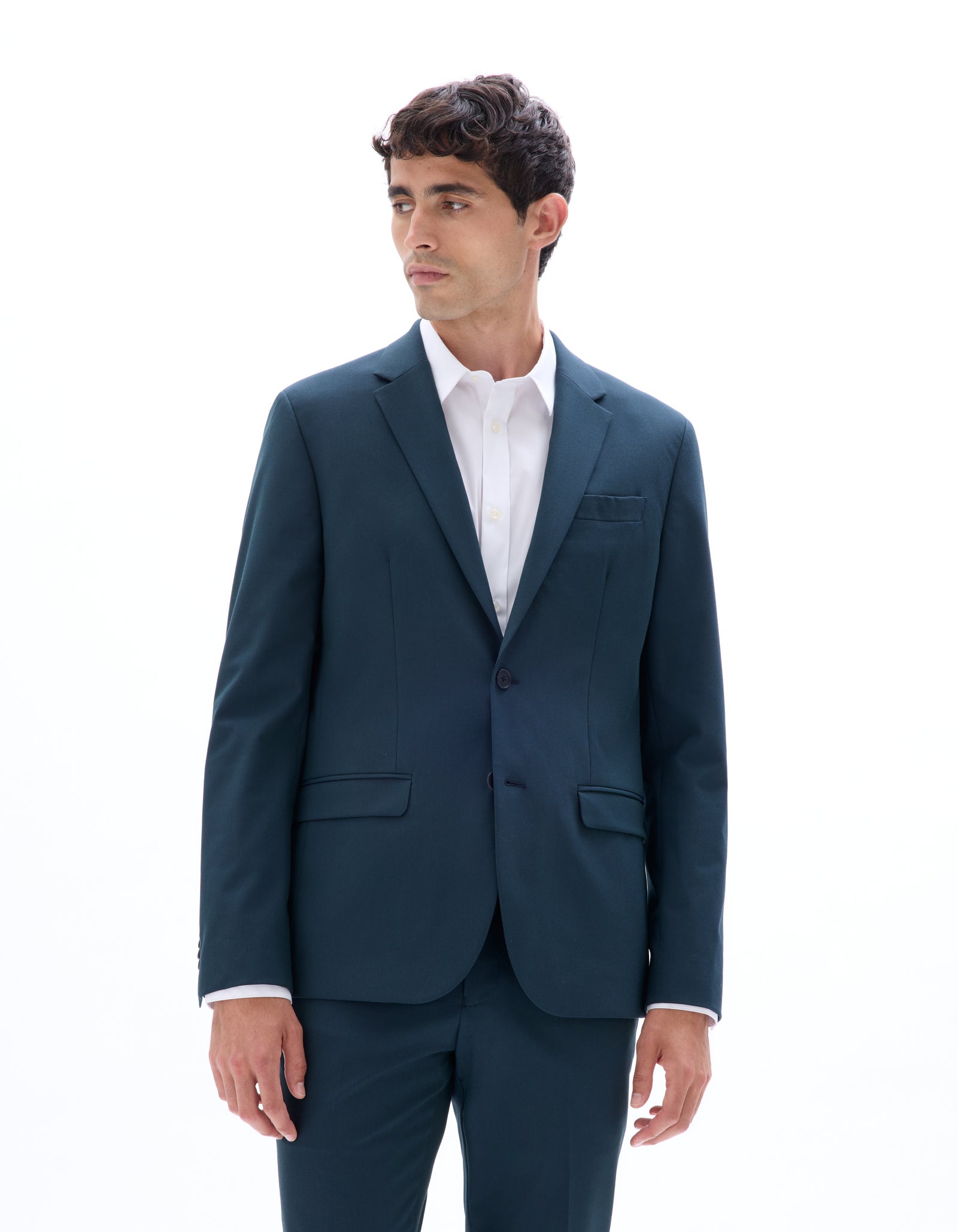 Slim Fit Poly-Viscose Solid Lapel Collar Blazer