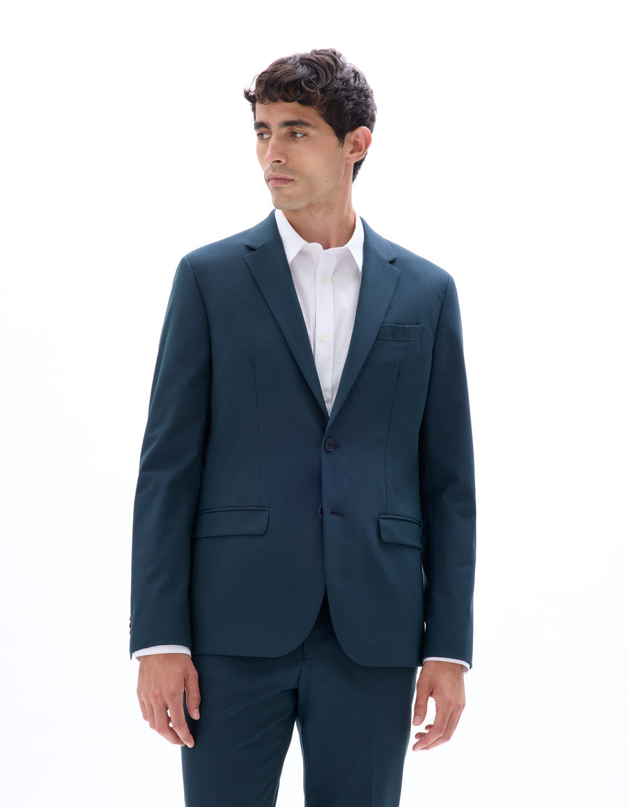 Slim Fit Poly-Viscose Solid Lapel Collar Blazer