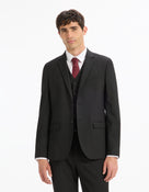 Celio Solid  Poly-Blend Black Blazer