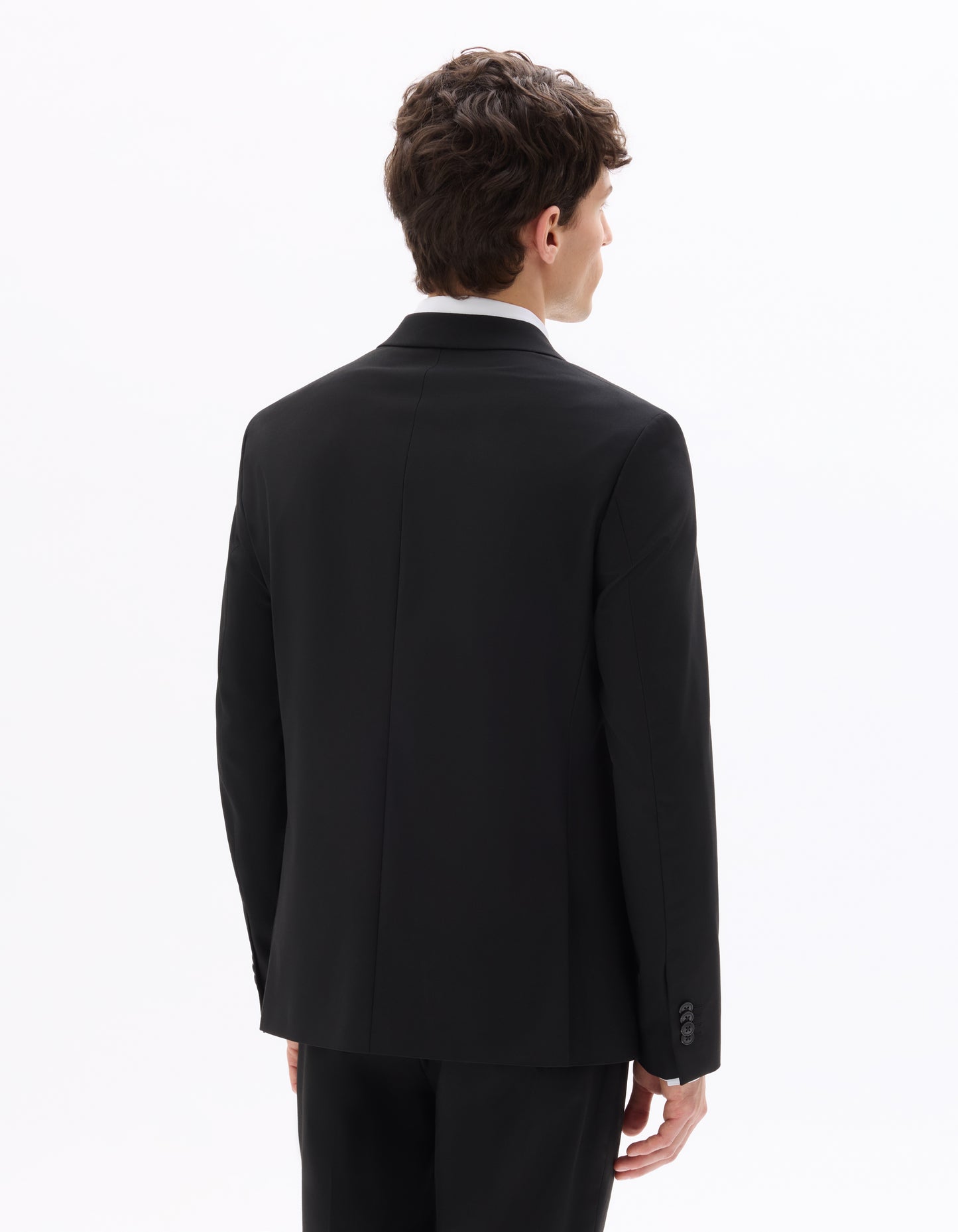 Celio Solid  Poly-Blend Black Blazer