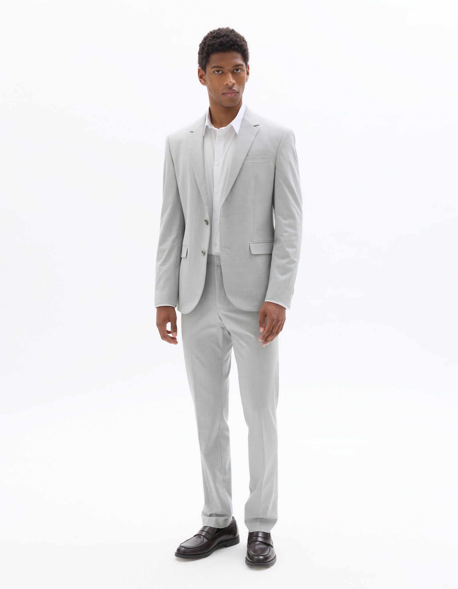 Celio Solid  Poly-Blend Grey Formal Trouser