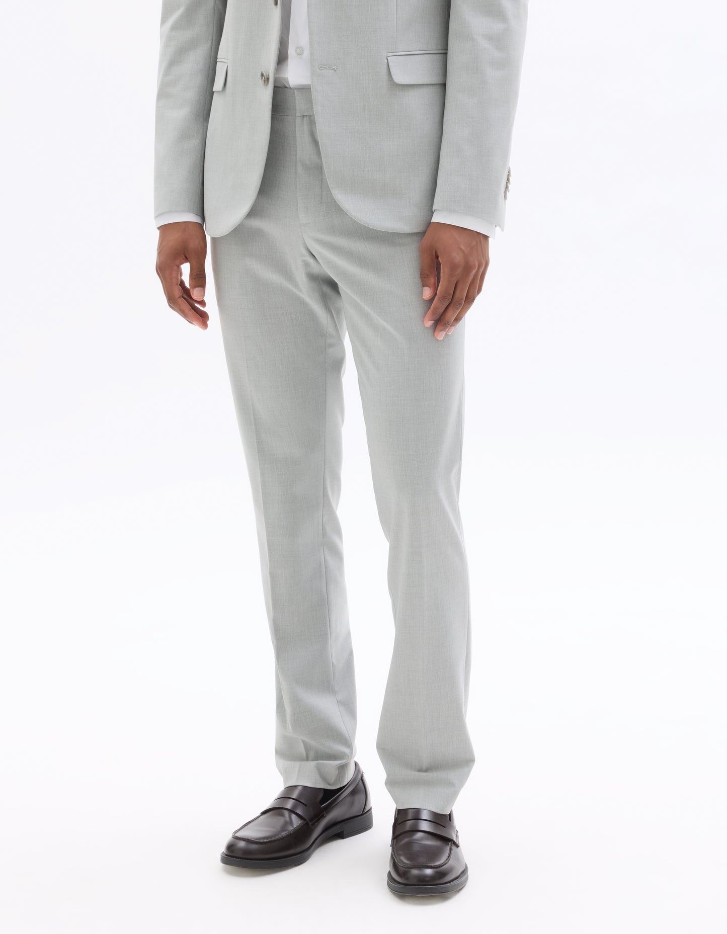 Celio Solid  Poly-Blend Grey Formal Trouser