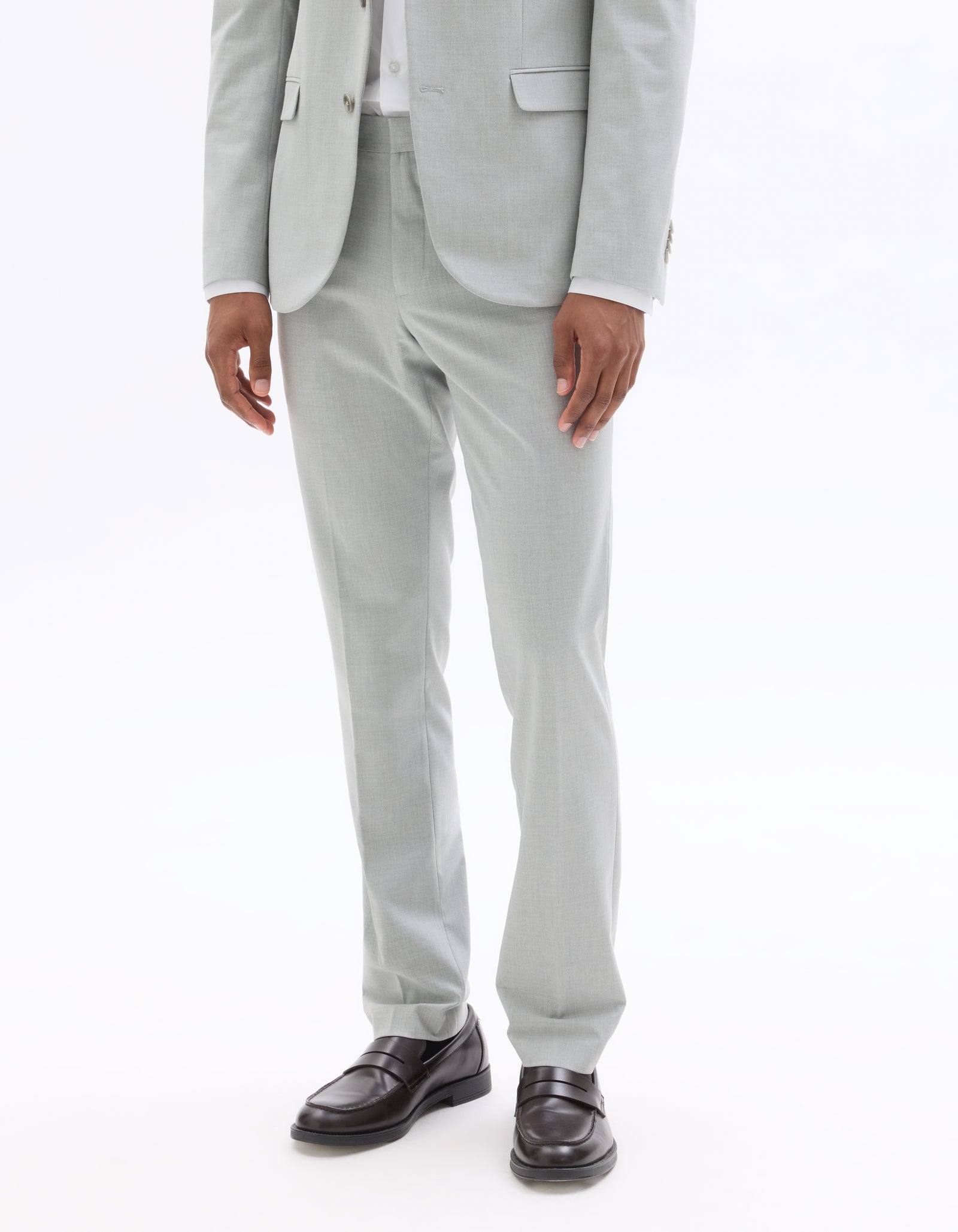 Celio Solid  Poly-Blend Grey Formal Trouser