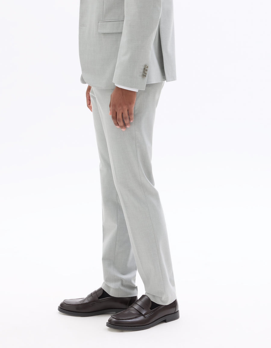 Celio Solid  Poly-Blend Grey Formal Trouser