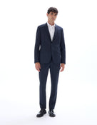 Slim Fit Poly Viscose Formal Trousers - Navy Blue