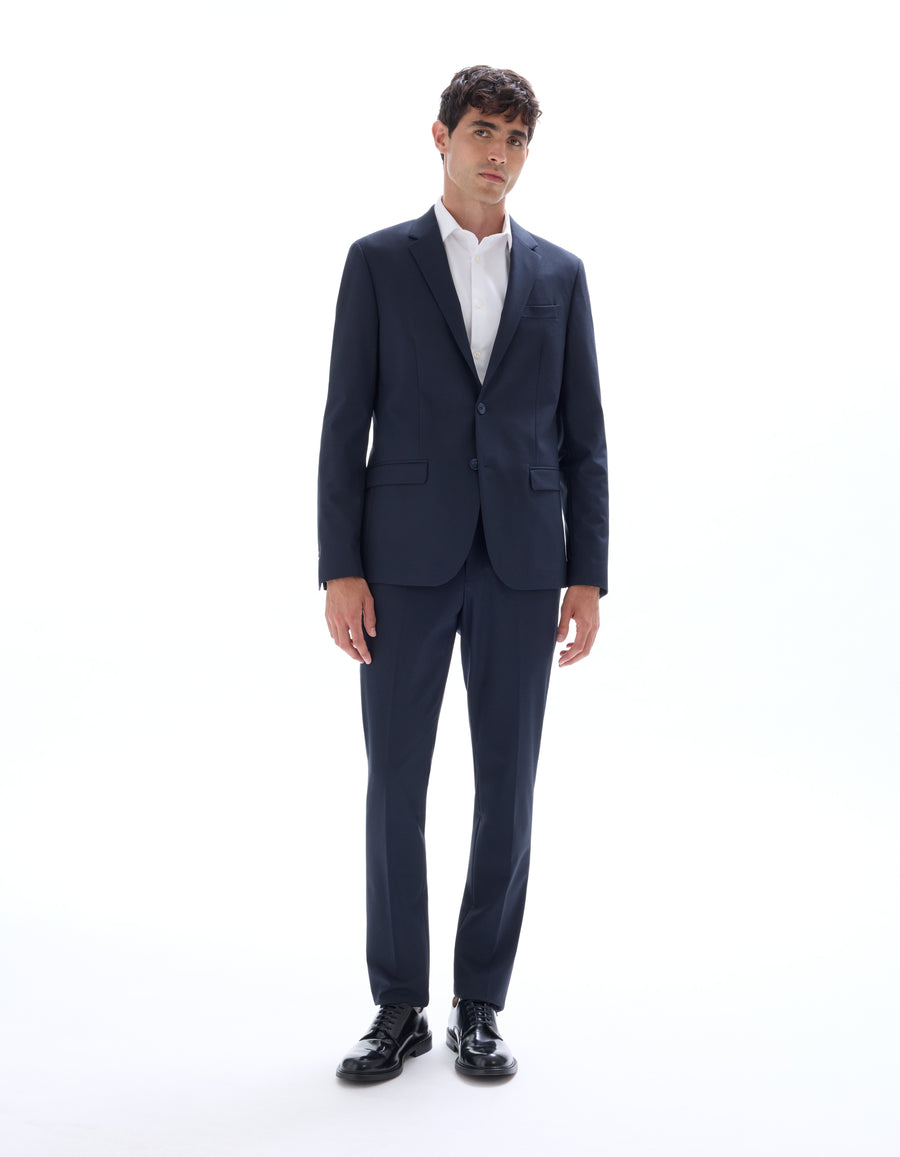 Slim Fit Poly Viscose Formal Trousers - Navy Blue
