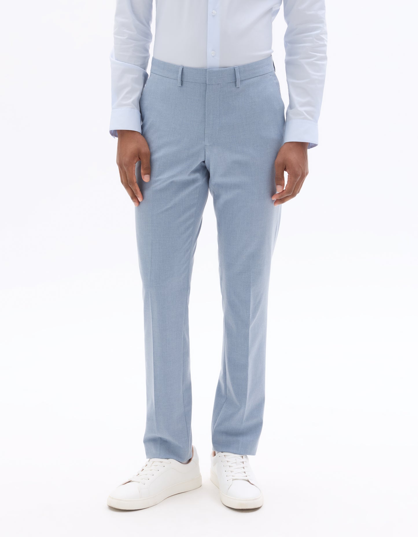 Celio Solid  Poly-Blend Blue Formal Trouser