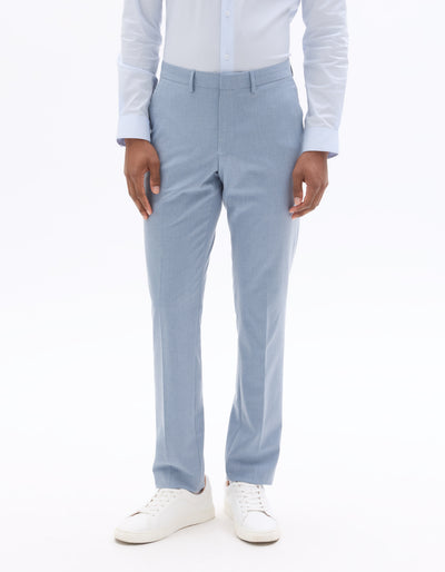 Celio Solid  Poly-Blend Blue Formal Trouser