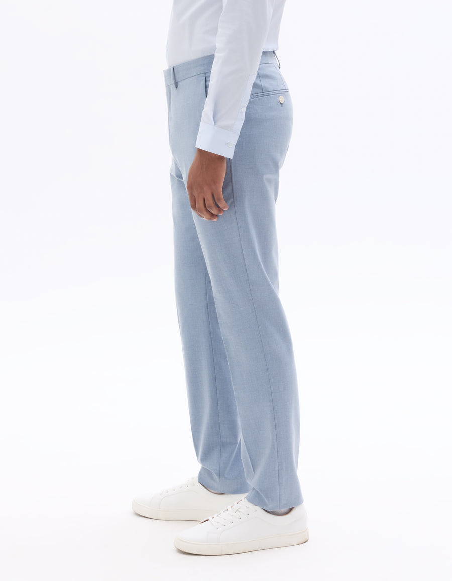 Celio Solid  Poly-Blend Blue Formal Trouser
