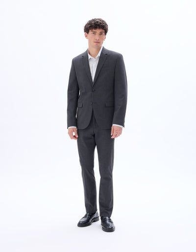 Celio Mens Grey Solid Slim Fit Polyester Formal Trouser