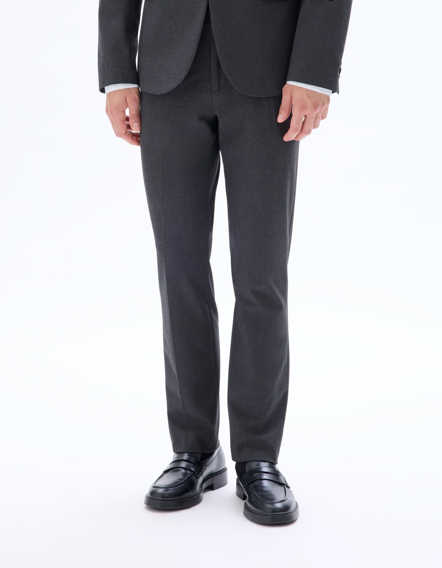 Celio Mens Grey Solid Slim Fit Polyester Formal Trouser