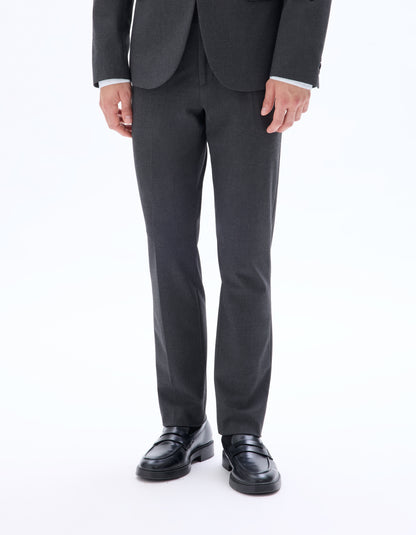 Celio Mens Grey Solid Slim Fit Polyester Formal Trouser
