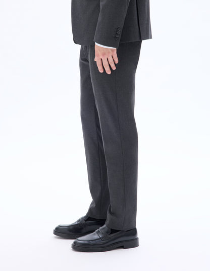 Celio Mens Grey Solid Slim Fit Polyester Formal Trouser