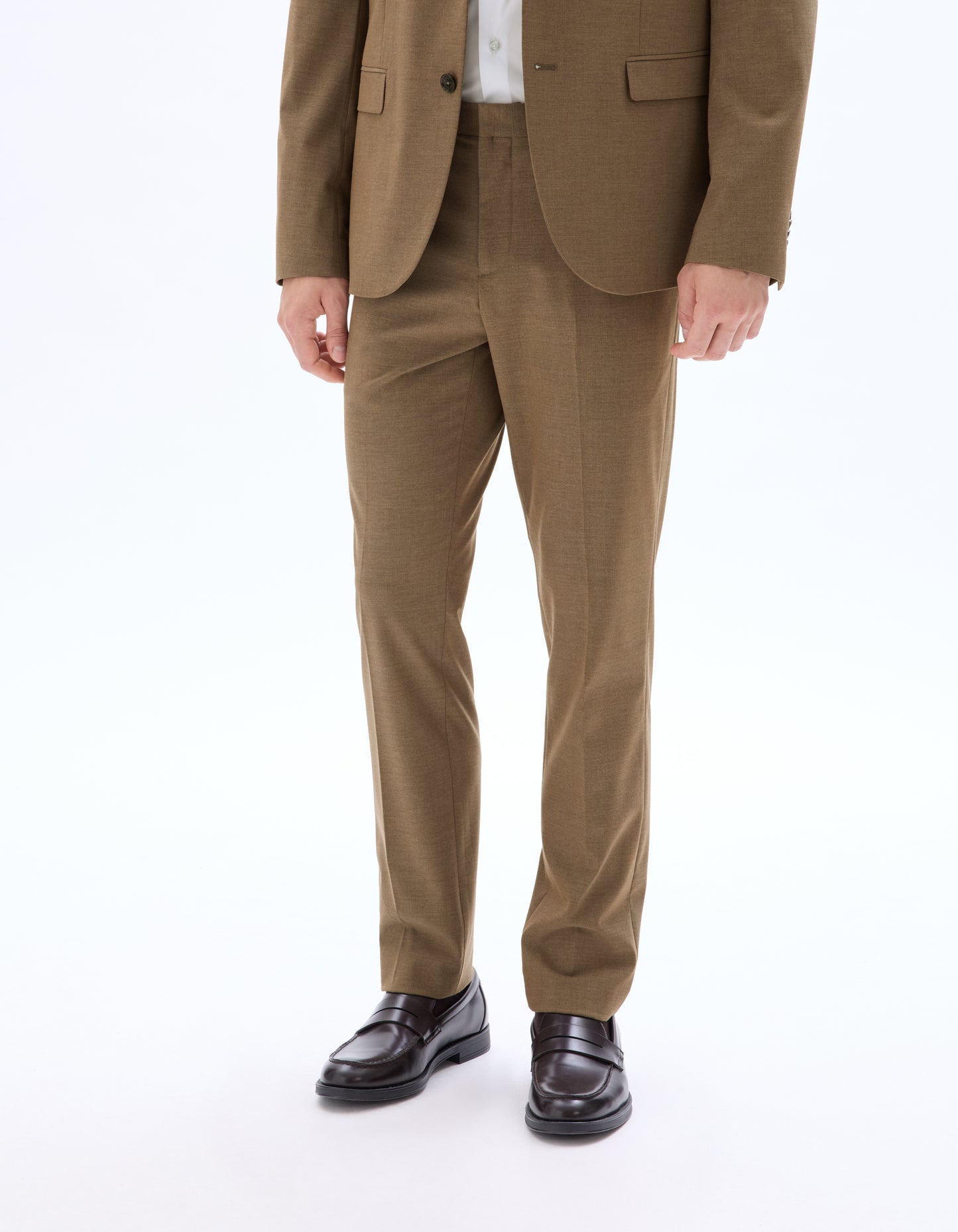 Celio Mens Brown Solid Slim Fit Polyester Formal Trouser