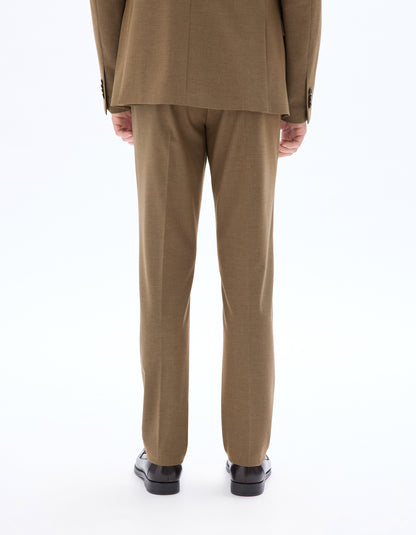 Celio Mens Brown Solid Slim Fit Polyester Formal Trouser