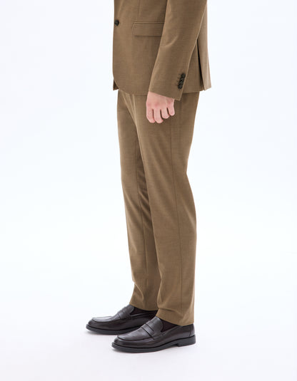 Celio Mens Brown Solid Slim Fit Polyester Formal Trouser