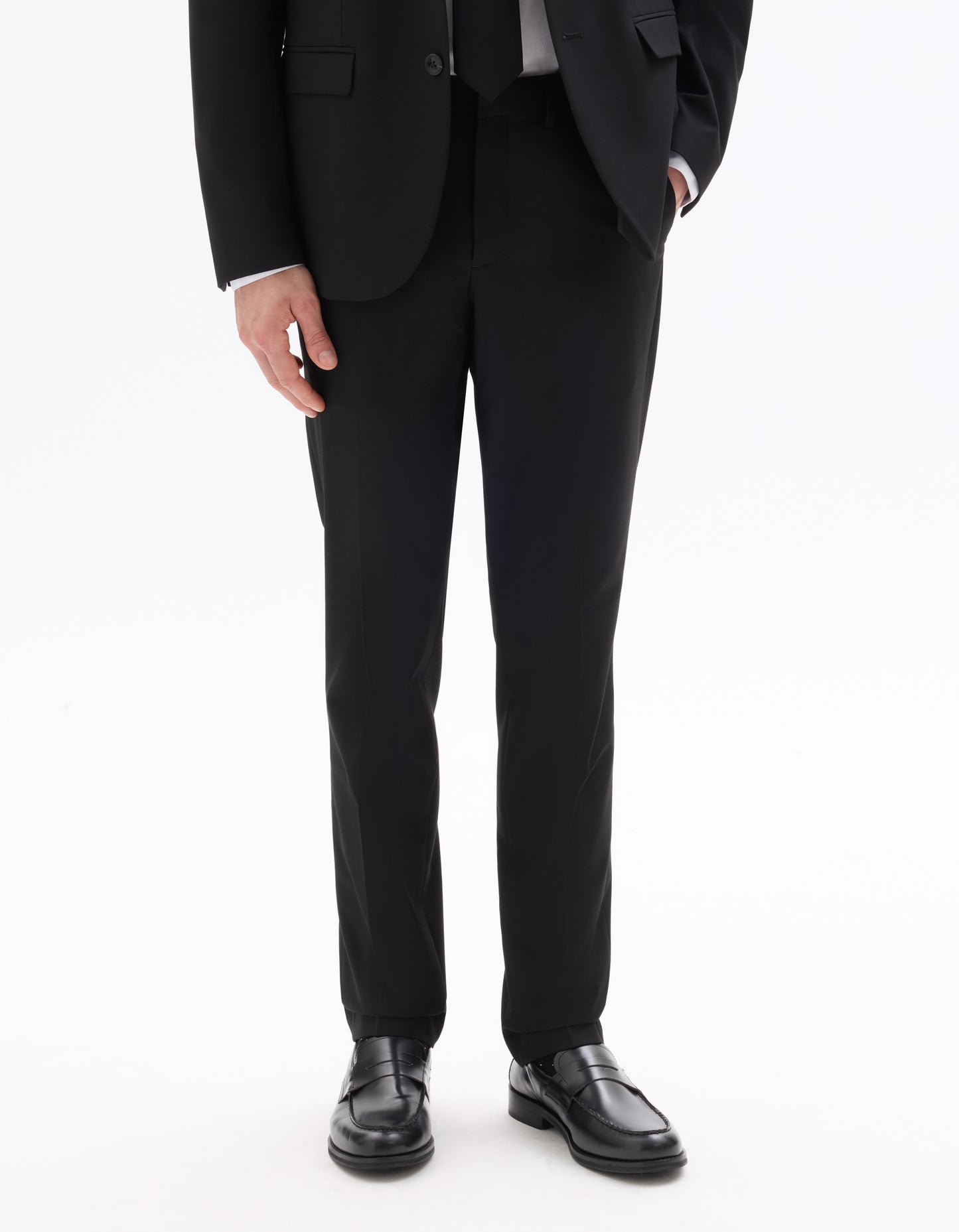 Celio Solid  Poly-Blend Black Formal Trouser
