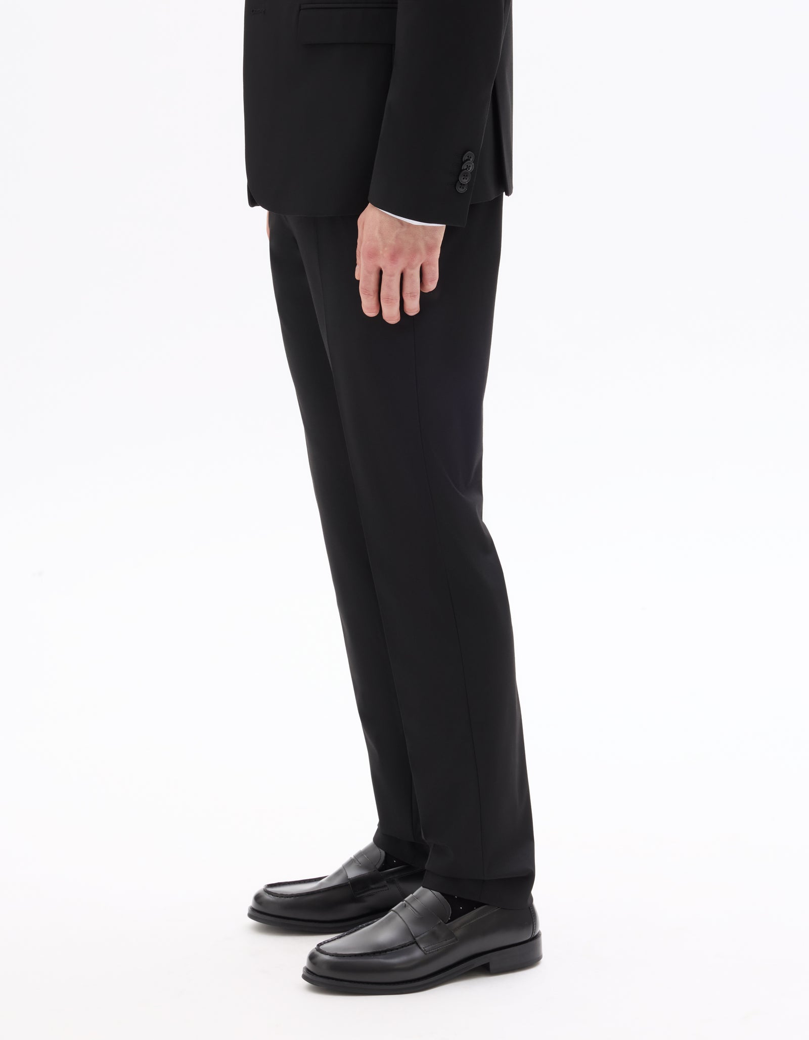 Celio Solid  Poly-Blend Black Formal Trouser