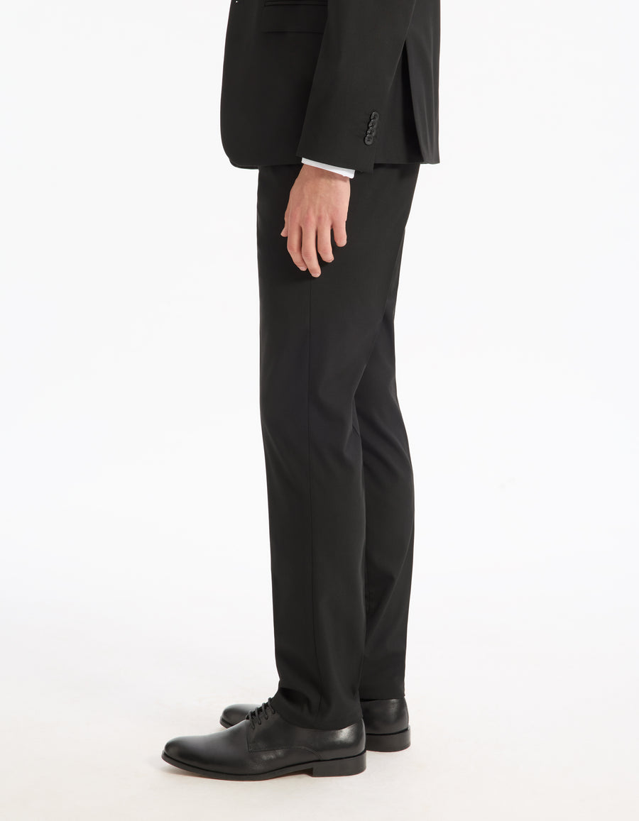 Slim Fit Poly Viscose Formal Trousers - Black