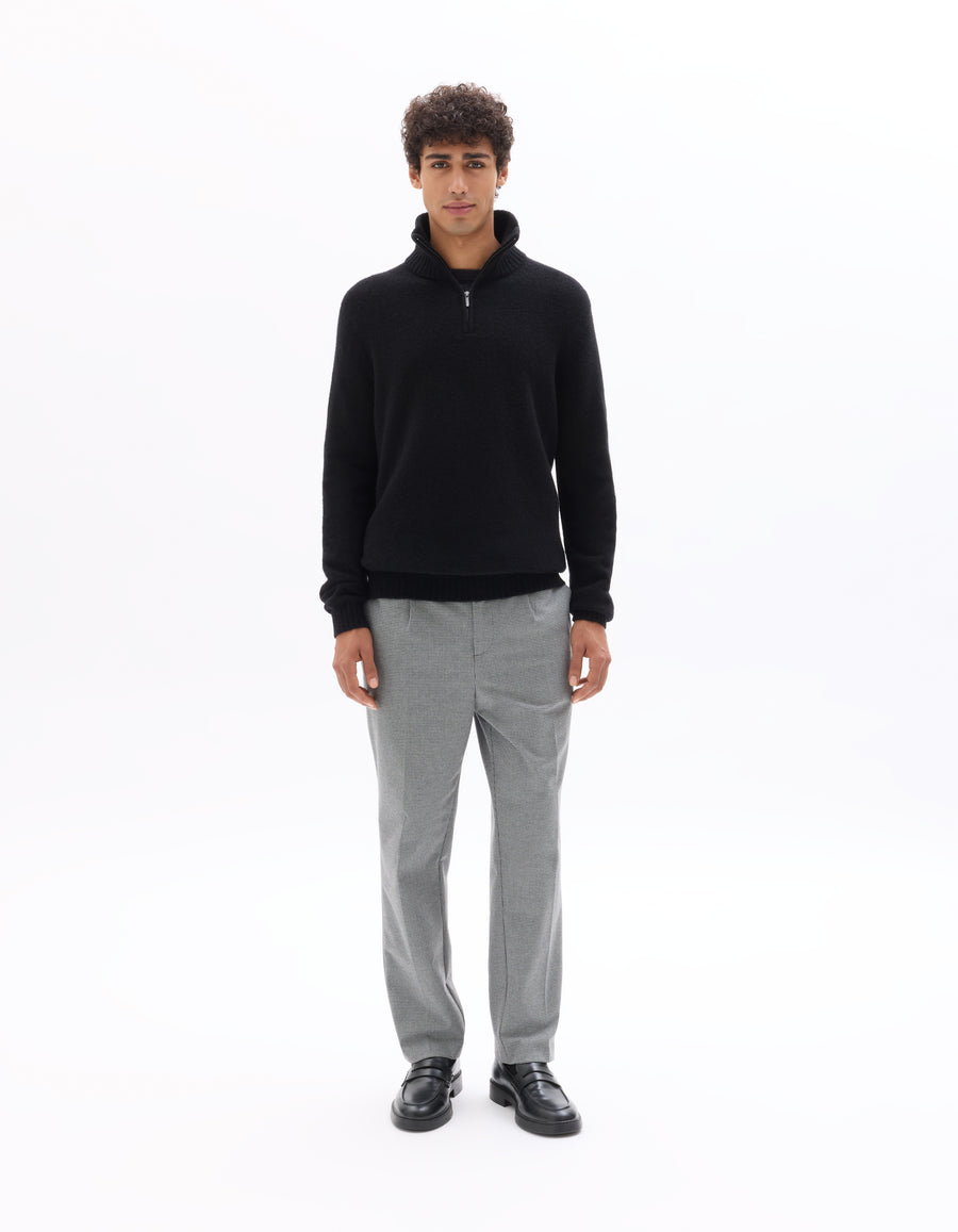Celio Men Grey Solid Straight Fit Poly-Blend Trousers