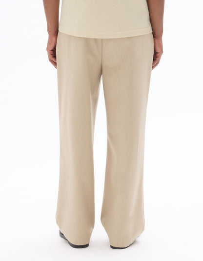Celio* Men Beige Solid Baggy Fit Polyester Trousers