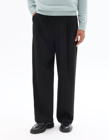 Celio* Solid Baggy Fit Polyester Men Black Trousers