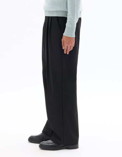 Celio* Solid Baggy Fit Polyester Men Black Trousers