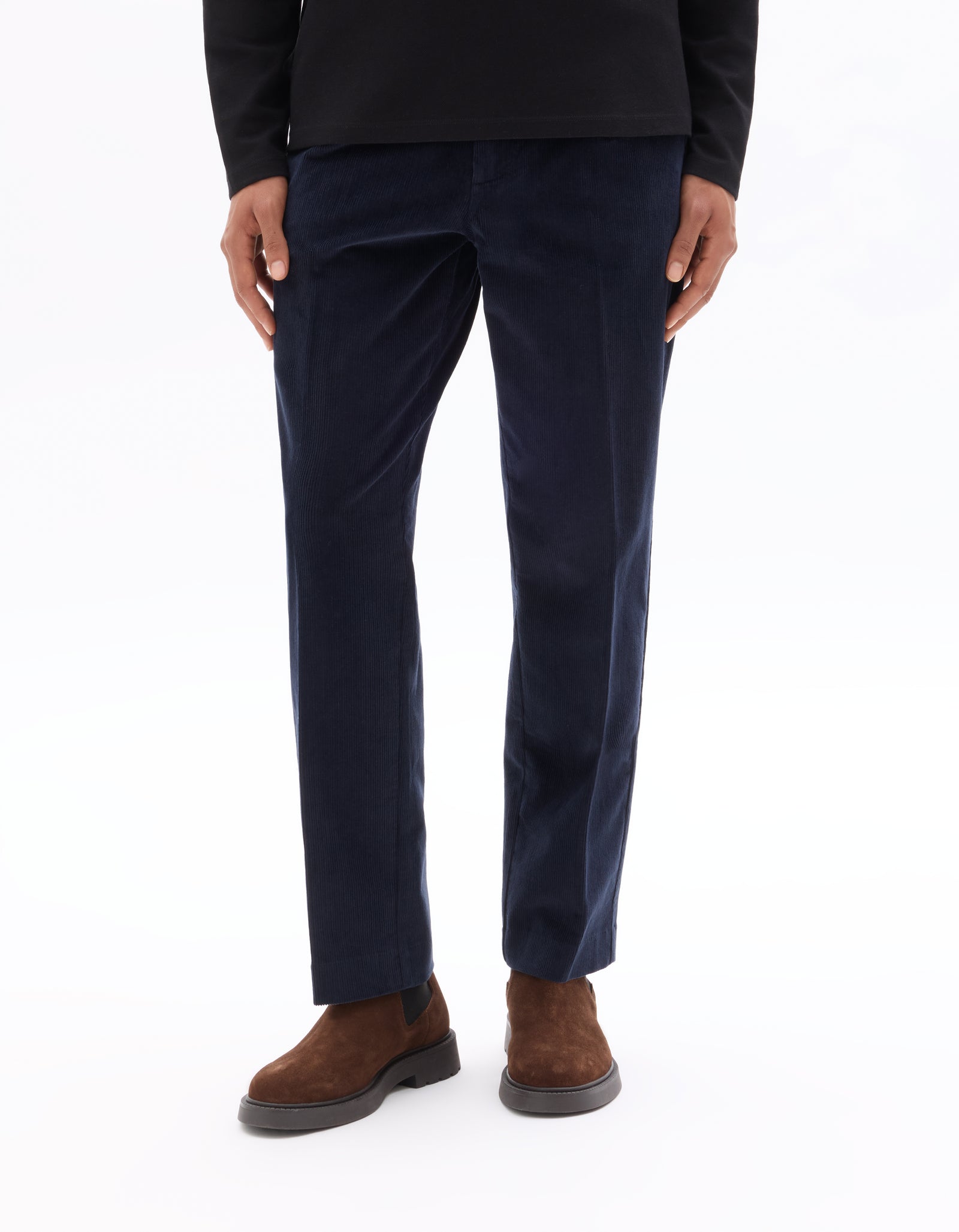 Celio* Solid Cotton Men Blue Straight Fit Trousers