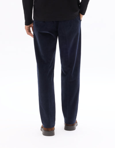 Celio* Solid Cotton Men Blue Straight Fit Trousers