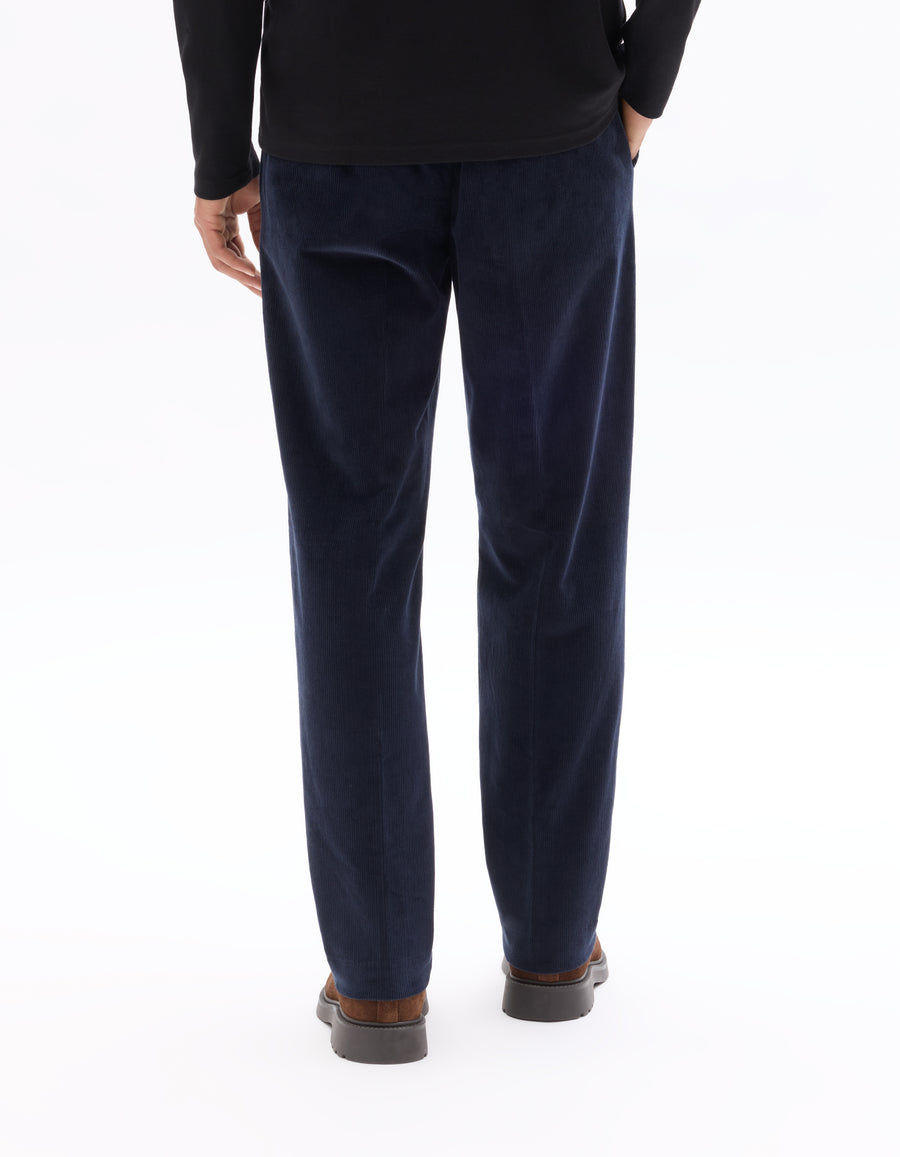 Celio* Solid Cotton Men Blue Straight Fit Trousers