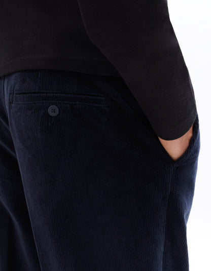 Celio* Solid Cotton Men Blue Straight Fit Trousers