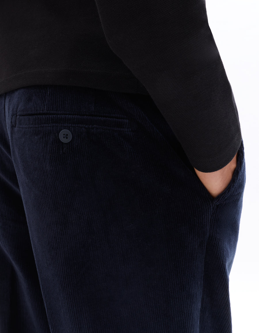 Celio* Solid Cotton Men Blue Straight Fit Trousers