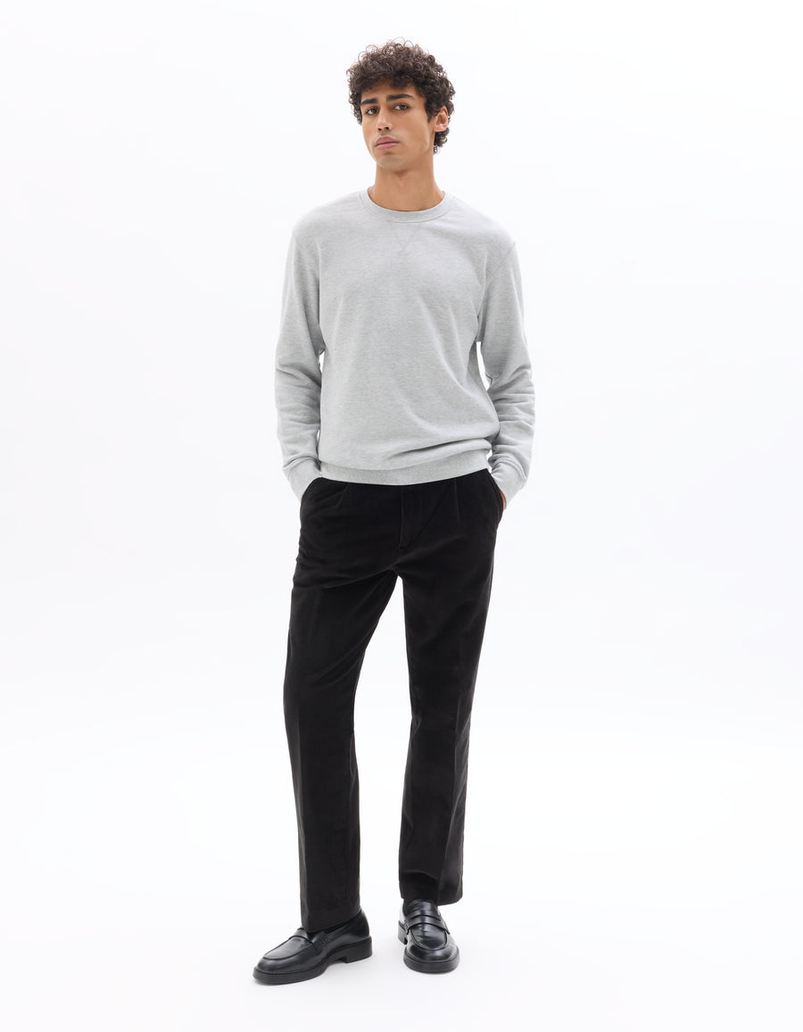 Celio* Black Straight Fit Solid Cotton Men Trousers