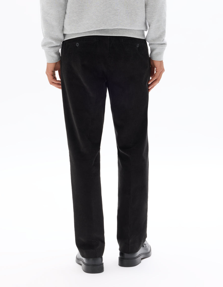 Celio* Black Straight Fit Solid Cotton Men Trousers