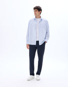 Celio* Men Navy Blue Solid Straight Fit Polyester Trouser