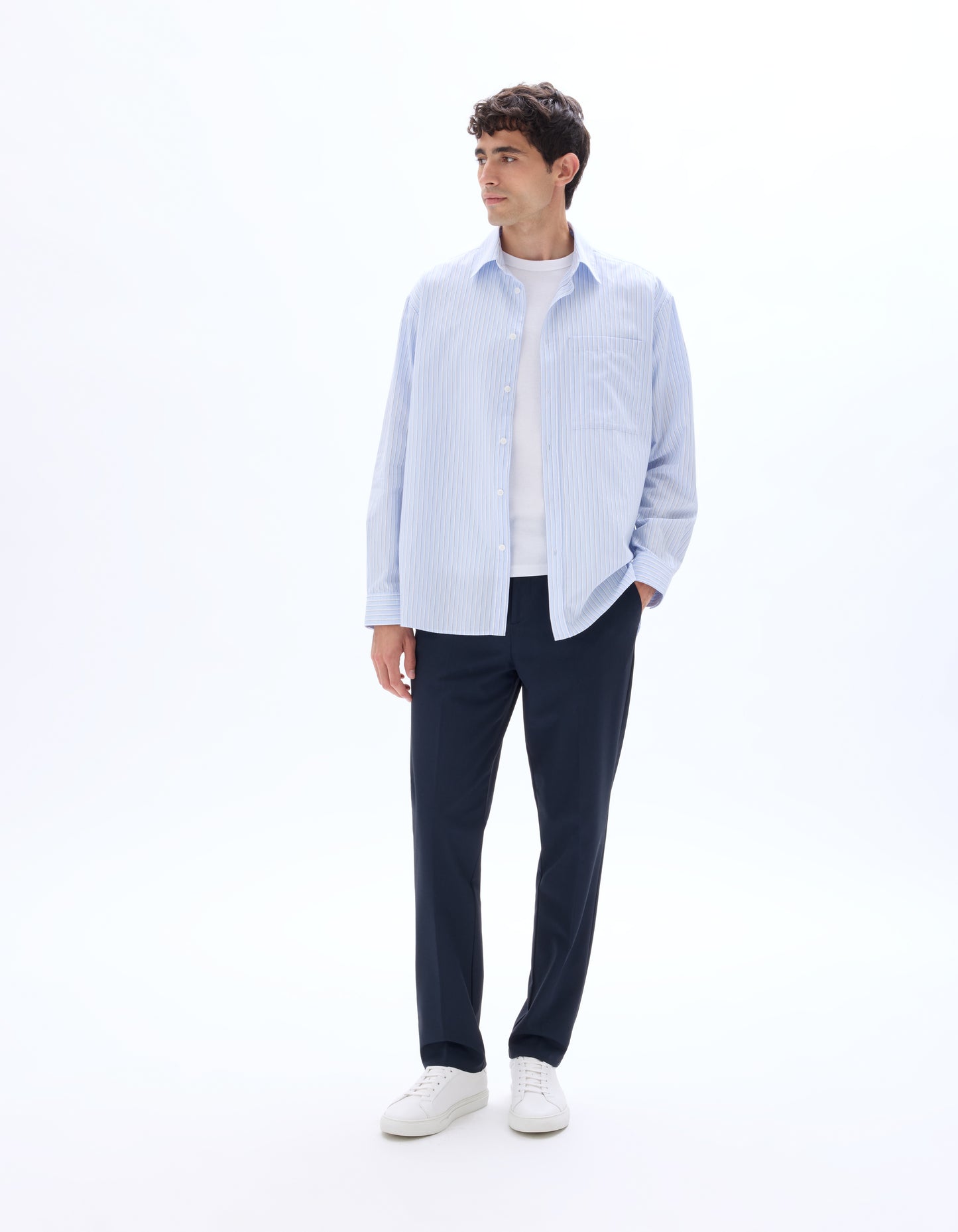 Celio* Men Navy Blue Solid Straight Fit Polyester Trouser