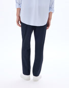 Celio* Men Navy Blue Solid Straight Fit Polyester Trouser