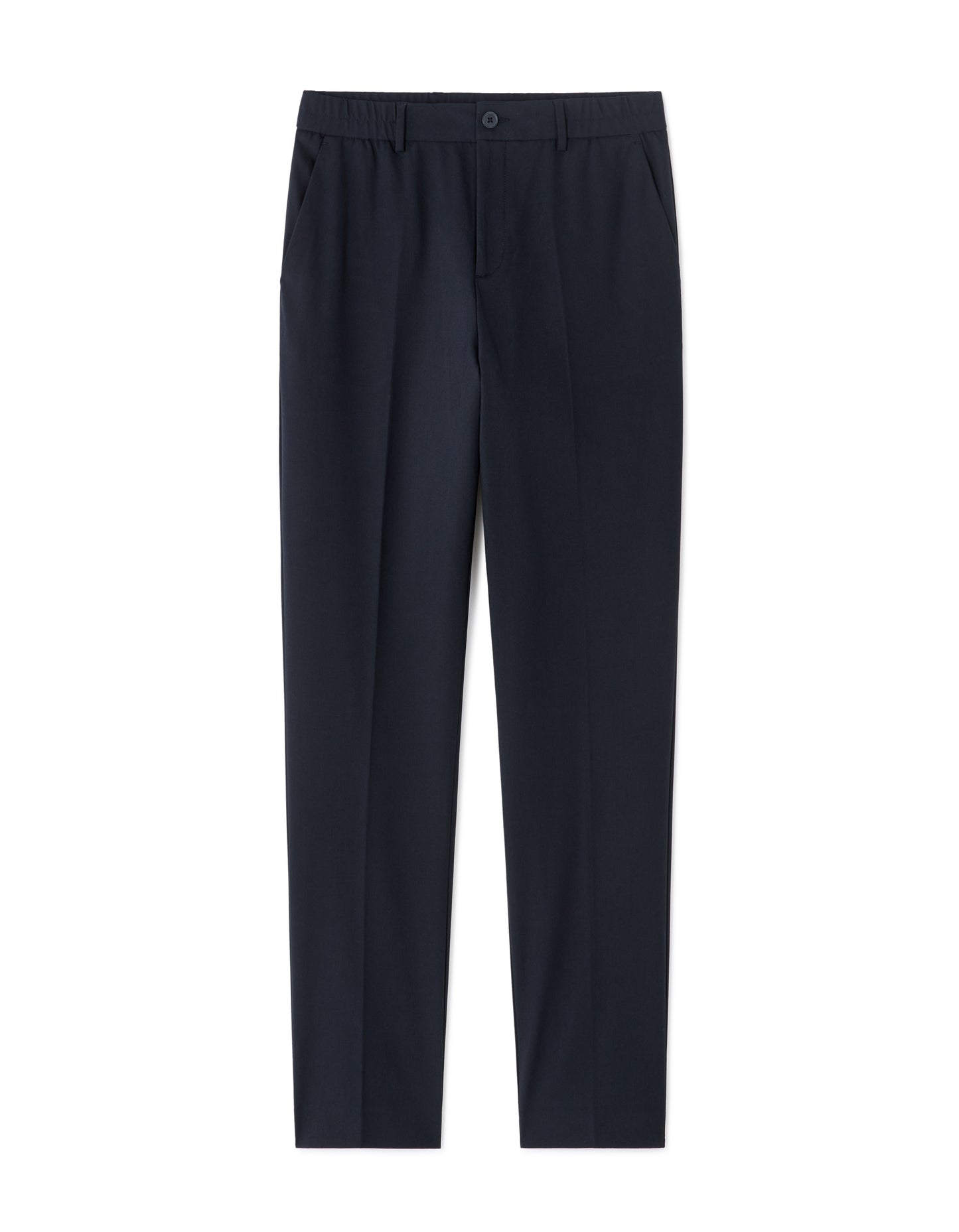 Celio* Men Navy Blue Solid Straight Fit Polyester Trouser