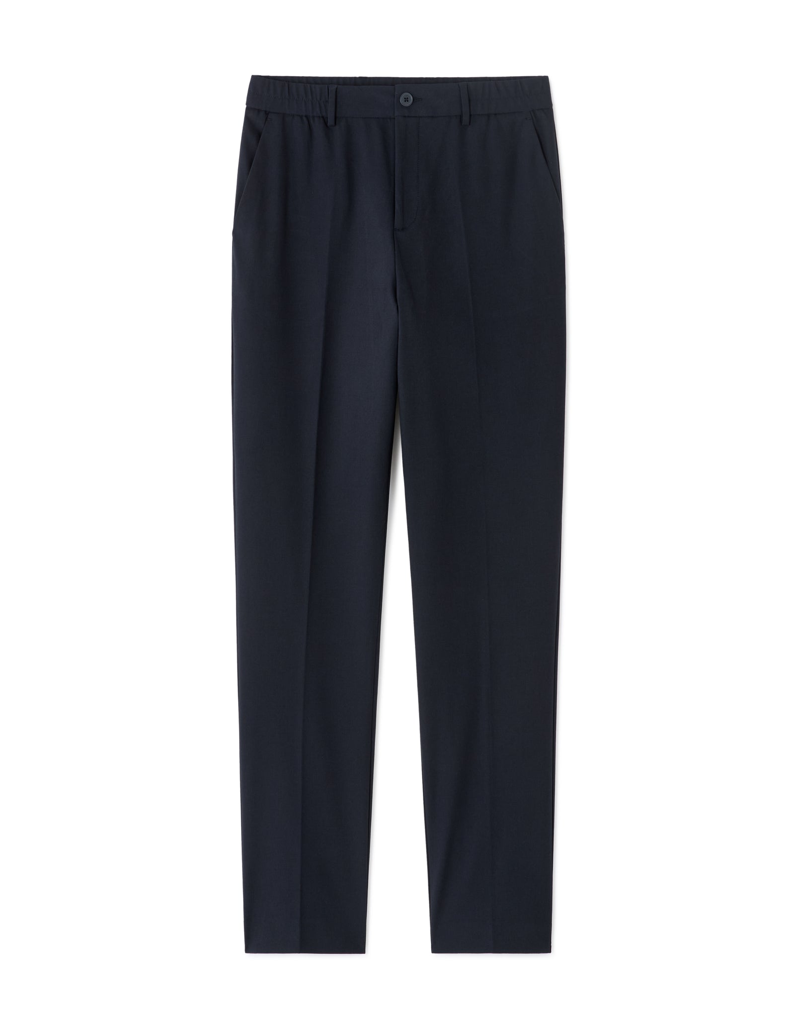 Celio* Men Navy Blue Solid Straight Fit Polyester Trouser